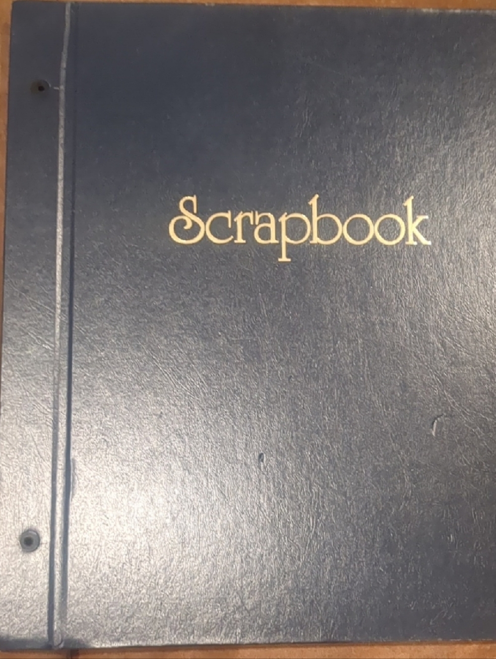 Source Unknown Navy Blue Scrapbook with Gold Lettering
